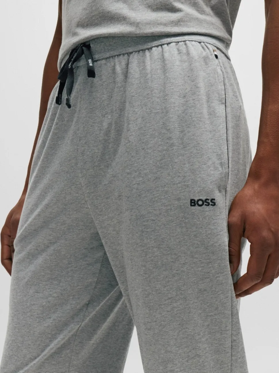 BOSS Light Grey Stretch Cotton Tracksuit Bottoms