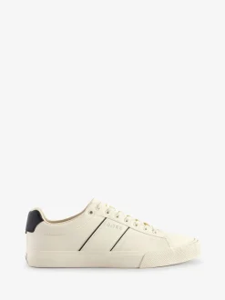 BOSS Natural Faux-Leather Trainers With Plain And Grained Textures