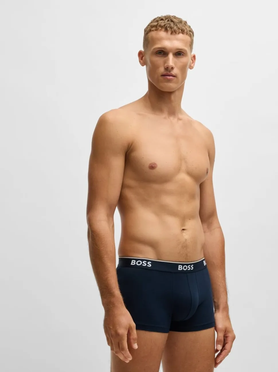 BOSS Navy Blue Power Stretch Cotton 3 Pack Boxers