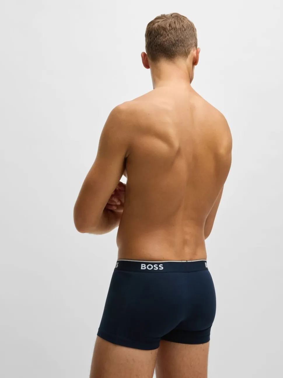 BOSS Navy Blue Power Stretch Cotton 3 Pack Boxers