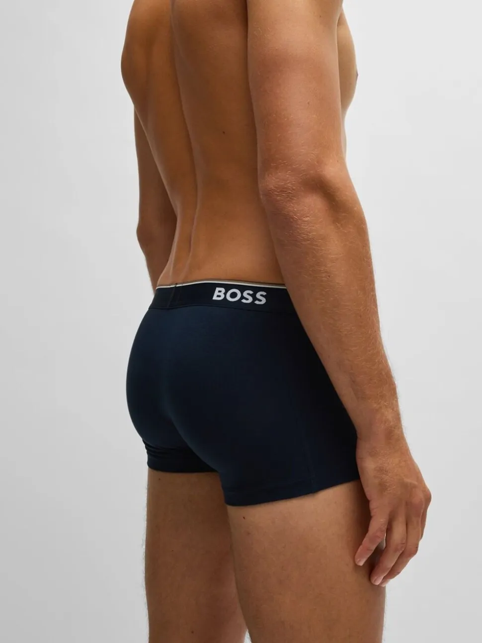 BOSS Navy Blue Power Stretch Cotton 3 Pack Boxers