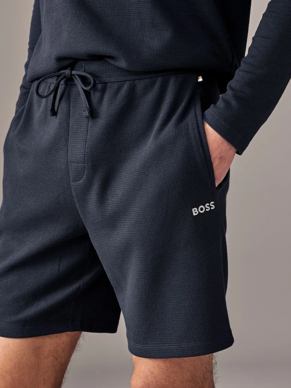 BOSS Navy Blue Waffle Shorts