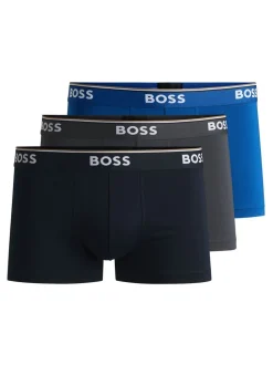 BOSS Navy/Grey/Blue Power Stretch Cotton 3 Pack Boxers