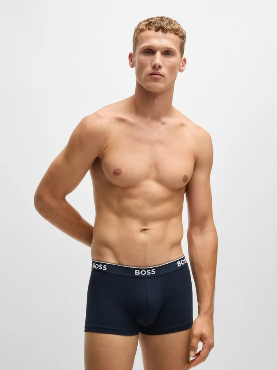 BOSS Navy/Grey/Blue Power Stretch Cotton 3 Pack Boxers