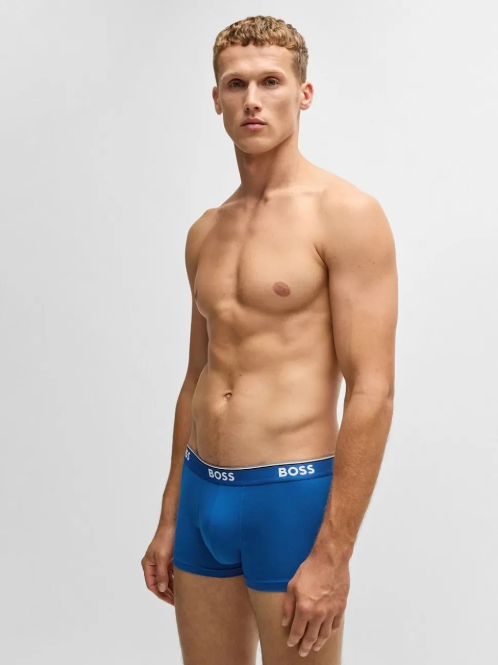 BOSS Navy/Grey/Blue Power Stretch Cotton 3 Pack Boxers