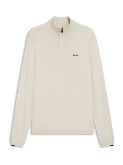 BOSS White Regular Fit Ever Quarter Zip Jumper