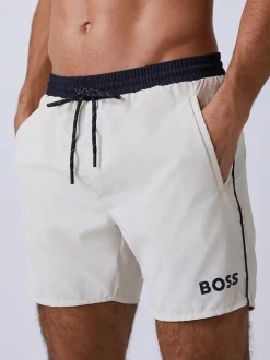 BOSS White Starfish Quick Dry Swim Shorts
