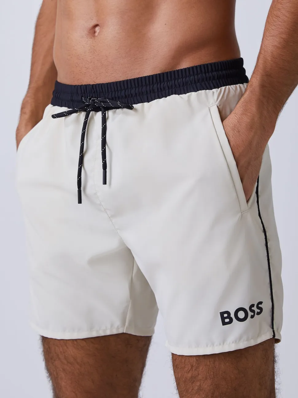 BOSS White Starfish Quick Dry Swim Shorts