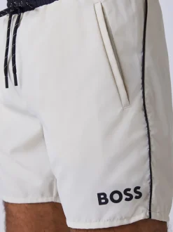 BOSS White Starfish Quick Dry Swim Shorts