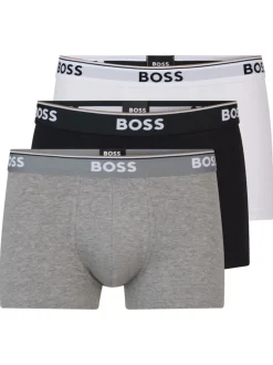 BOSS White/Grey/Black Power Stretch Cotton 3 Pack Boxers