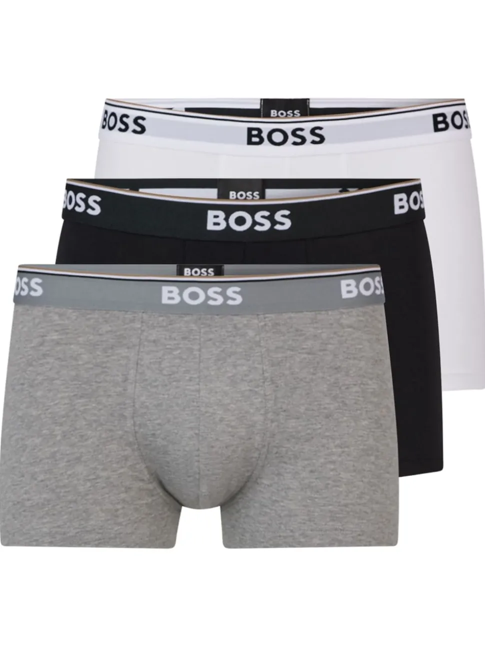 BOSS White/Grey/Black Power Stretch Cotton 3 Pack Boxers