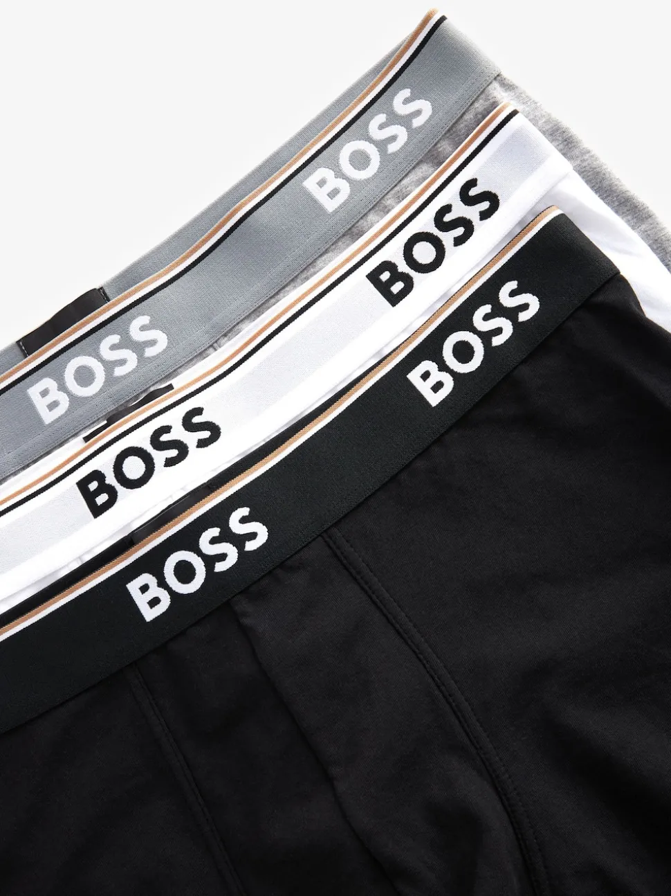 BOSS White/Grey/Black Power Stretch Cotton 3 Pack Boxers