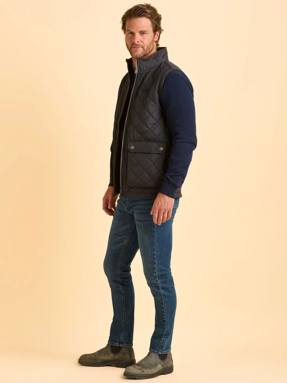 Brakeburn Black Oakham Diamond Quilted Gilet