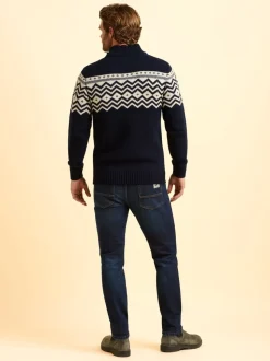 Brakeburn Blue Abberton Knit Quarter Zip Knit Jumper