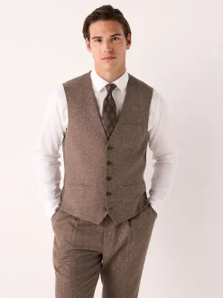 Brick Linen Blend Suit Waistcoat
