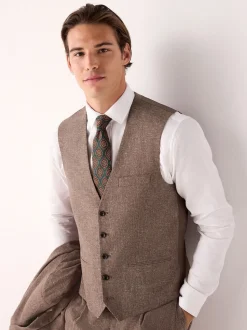 Brick Linen Blend Suit Waistcoat