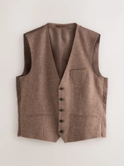 Brick Linen Blend Suit Waistcoat