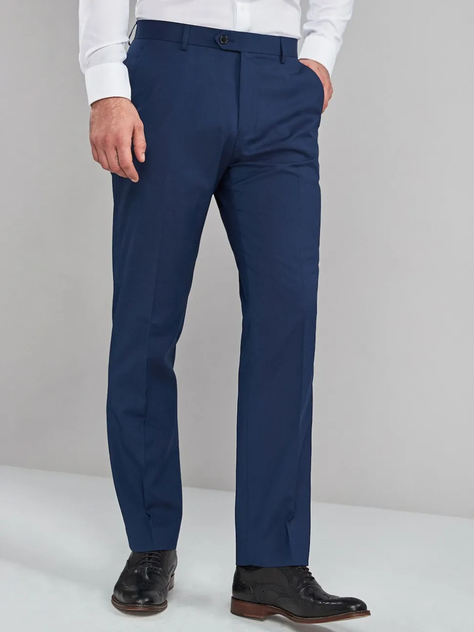 Bright Blue Regular Fit Stretch Smart Trousers
