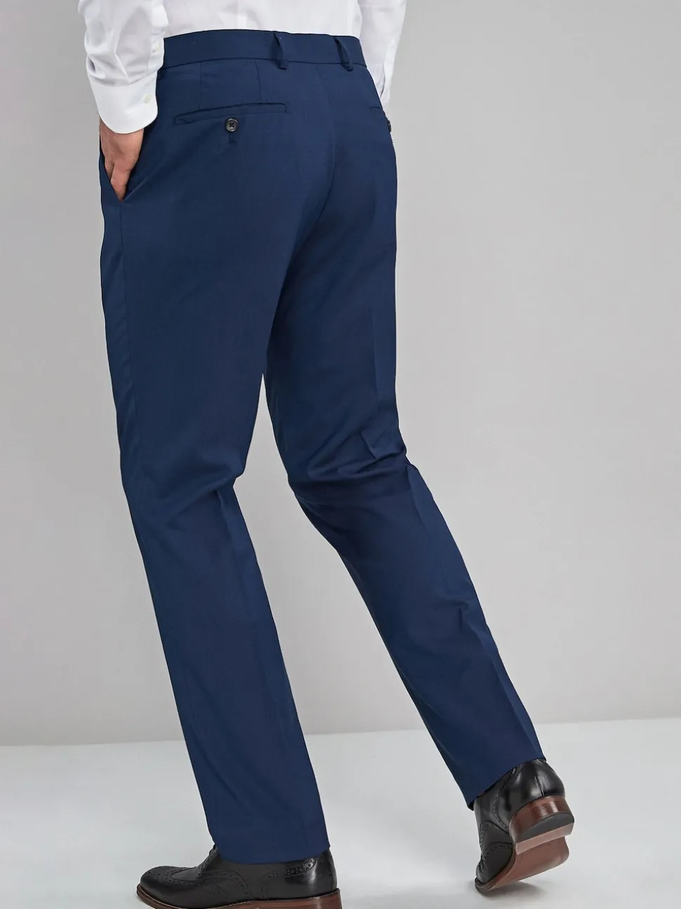 Bright Blue Regular Fit Stretch Smart Trousers
