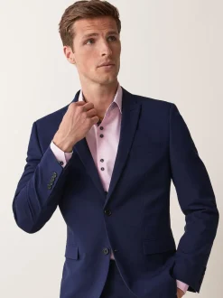 Bright Blue Regular Fit Two Button Suit Jacket