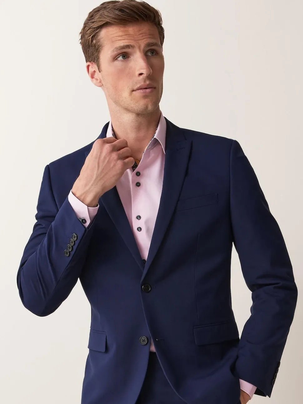 Bright Blue Regular Fit Two Button Suit Jacket