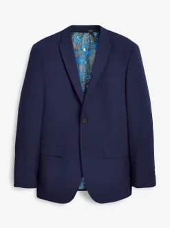 Bright Blue Regular Fit Two Button Suit Jacket