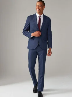 Bright Blue Regular Fit Textured Suit Jacket