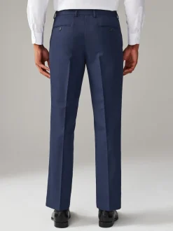 Bright Blue Regular Fit Textured Suit Trousers