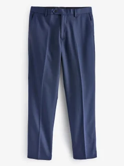 Bright Blue Regular Fit Textured Suit Trousers