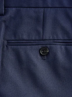Bright Blue Regular Fit Textured Suit Trousers