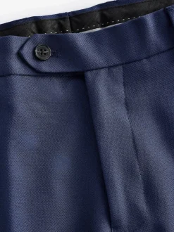 Bright Blue Regular Fit Textured Suit Trousers