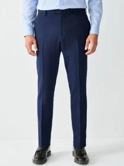 Bright Blue Skinny Fit Textured Suit Trousers
