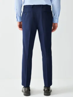 Bright Blue Skinny Fit Textured Suit Trousers