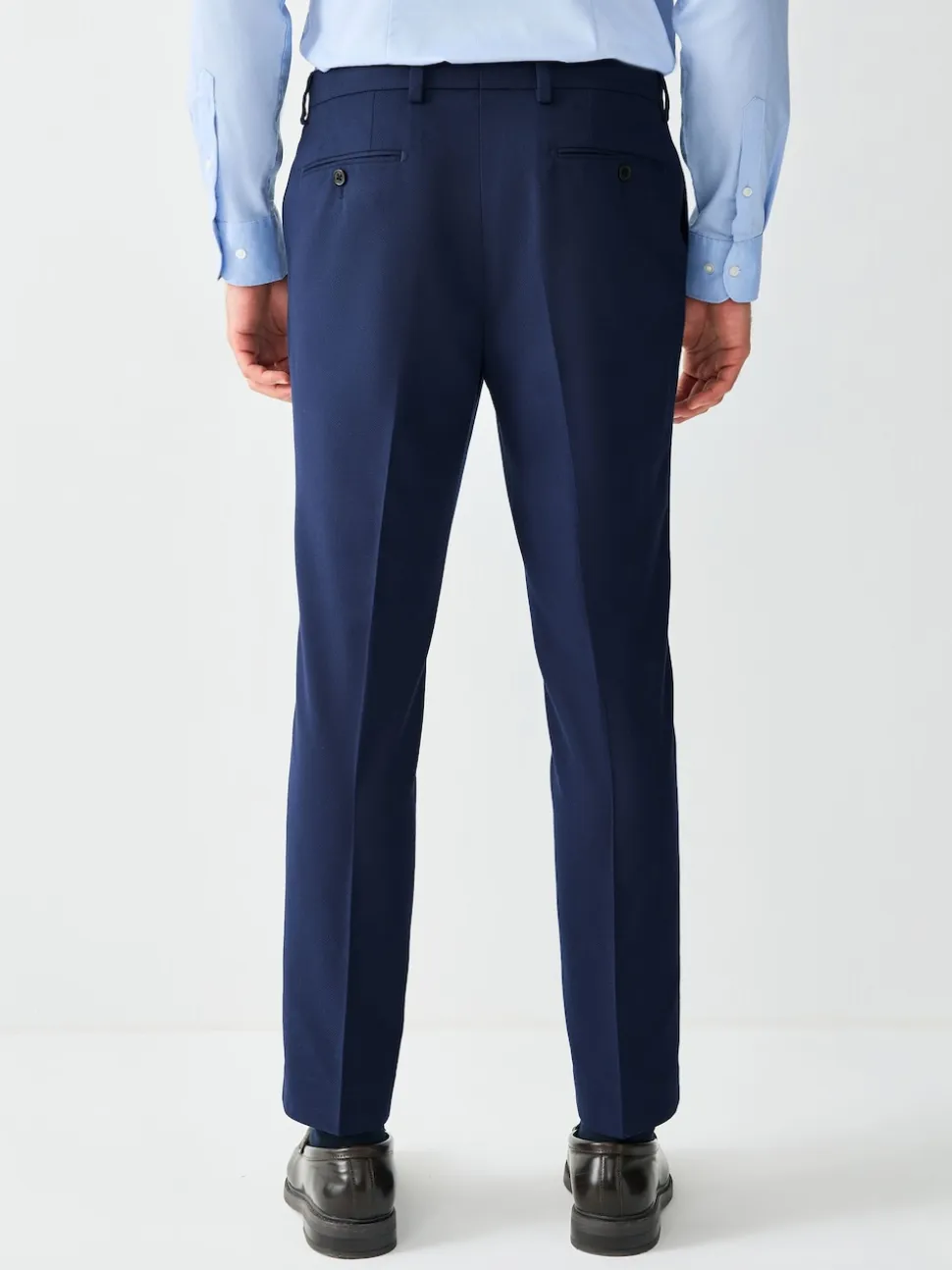 Bright Blue Skinny Fit Textured Suit Trousers
