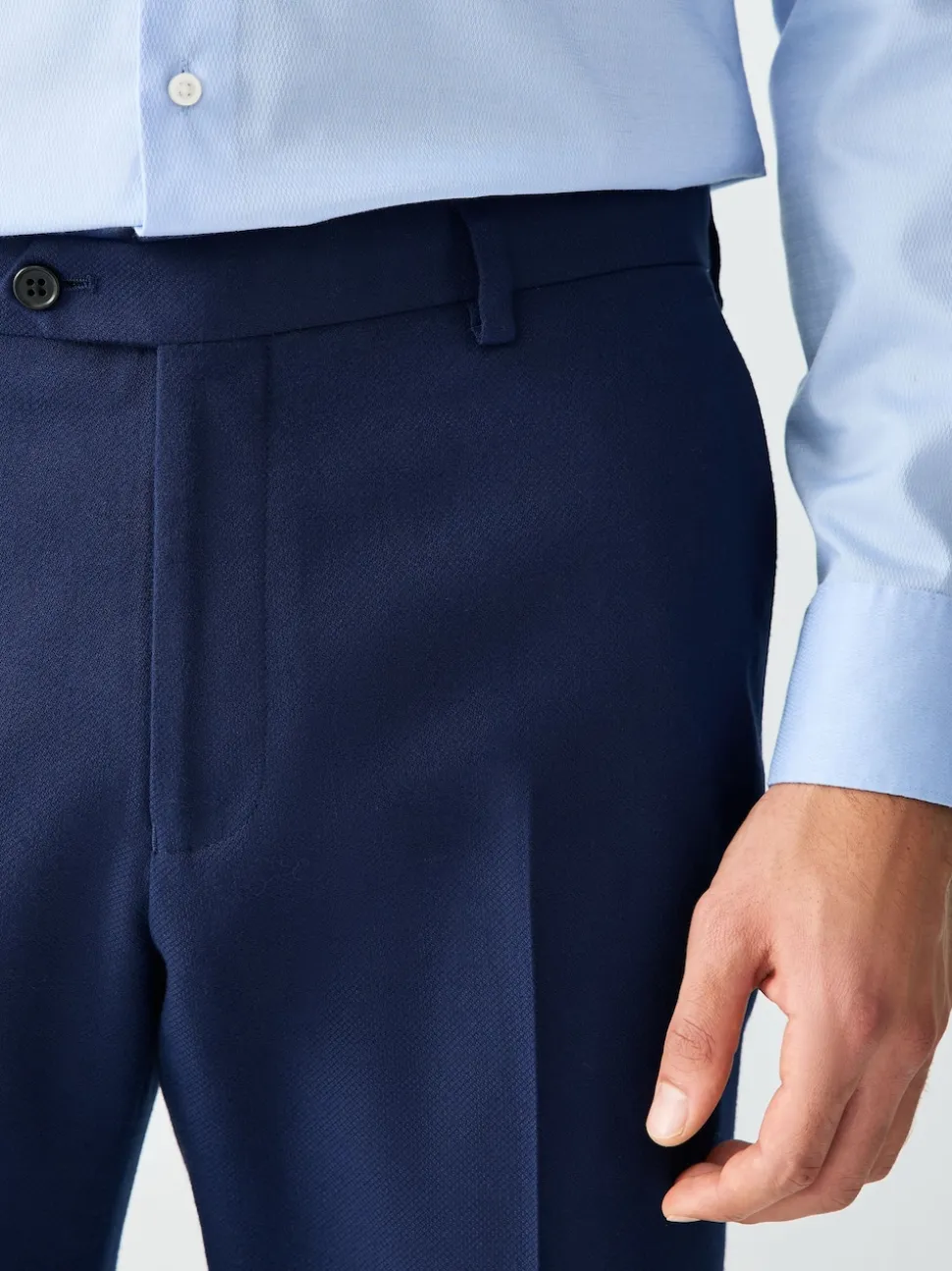 Bright Blue Skinny Fit Textured Suit Trousers