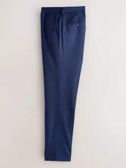 Bright Blue Skinny Fit Textured Suit Trousers