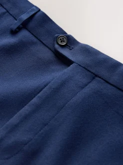 Bright Blue Skinny Fit Textured Suit Trousers