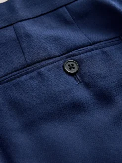 Bright Blue Skinny Fit Textured Suit Trousers