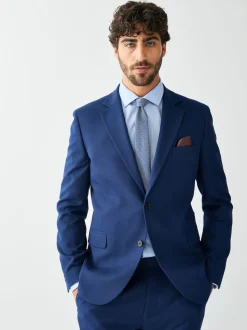Bright Blue Skinny Fit Textured Suit Jacket