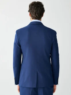Bright Blue Skinny Fit Textured Suit Jacket