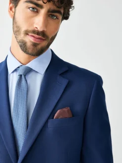 Bright Blue Skinny Fit Textured Suit Jacket