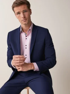 Bright Blue Skinny Fit Two Button Suit Jacket