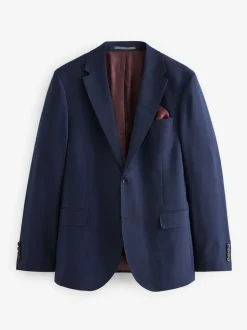 Bright Blue Slim Fit Signature Tollegno Italian Wool Textured Suit Jacket