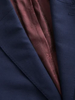 Bright Blue Slim Fit Signature Tollegno Italian Wool Textured Suit Jacket