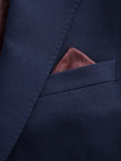 Bright Blue Slim Fit Signature Tollegno Italian Wool Textured Suit Jacket