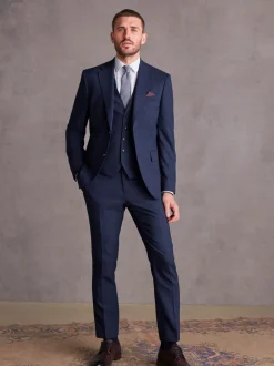Bright Blue Slim Fit Signature Tollegno Suit Trousers