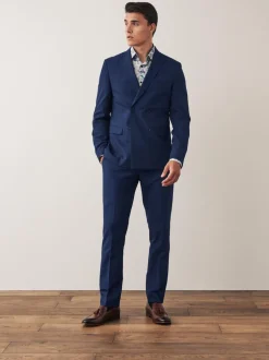 Bright Blue Slim Fit Suit Trousers
