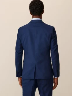Bright Blue Slim Fit Textured Suit Jacket