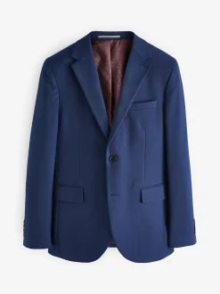 Bright Blue Slim Fit Textured Suit Jacket