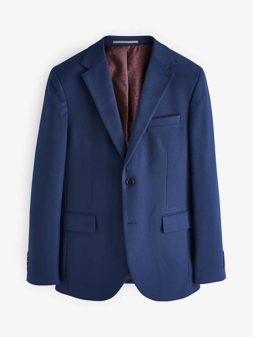 Bright Blue Slim Fit Textured Suit Jacket
